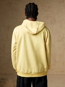 In My Nature Men Letter Graphic Outdoor Hoodie - Yellow - View 2