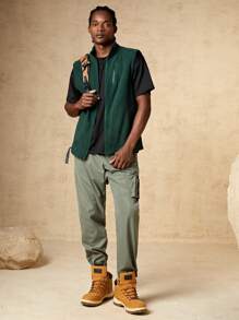 In My Nature Chaqueta Tipo Chaleco Para Exteriores Con Cierre De Cremallera De Color Liso Para Hombre - Neblina azul - Ver 9