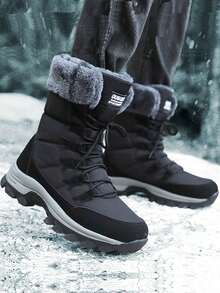 Men's Plush Snow Boots Black - Black - View 4