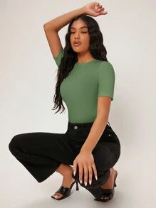 SHEIN BASICS Body de camiseta ajustado unicolor