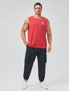 Manfinity Homme 男士大码骷髏圖案印花背心上衣 - 紅色 - 查看 6