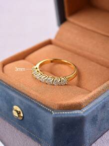 ESBERRY 1Pc Moissanite Diamond Engagement Ring Wedding Band For Women S925 Sterling Silver High Sparkle Promise Ring Eternity Ring Anniversary Ring Valentine's Day Luxury Ladies Jewelry Gift - Gold - View 7