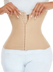 Myrelith Women's Casual Comfy Apricot High Stretch Fabric Button Front Waist Trainer