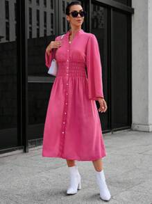 SHEIN Privé 缺口領荷葉袖襯衫洋裝