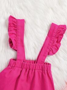 SHEIN Baby Girl 1pc Ruffle Trim Denim Skirt - Medium Wash - View 3