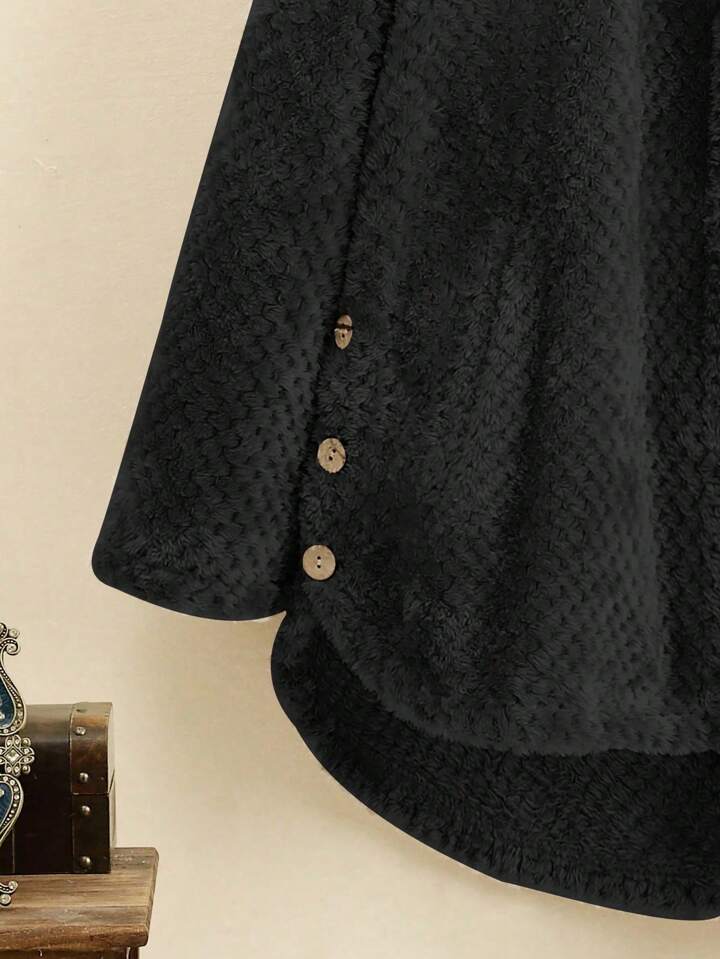SHEIN LUNE プラス フランネル シングルブレスト フレアヘム