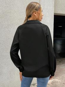 Aveloria Solid Twist Front Blouse - Black - View 2