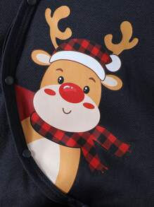 SHEIN 男嬰聖誕印花睡眠連身衣和聖誕帽子