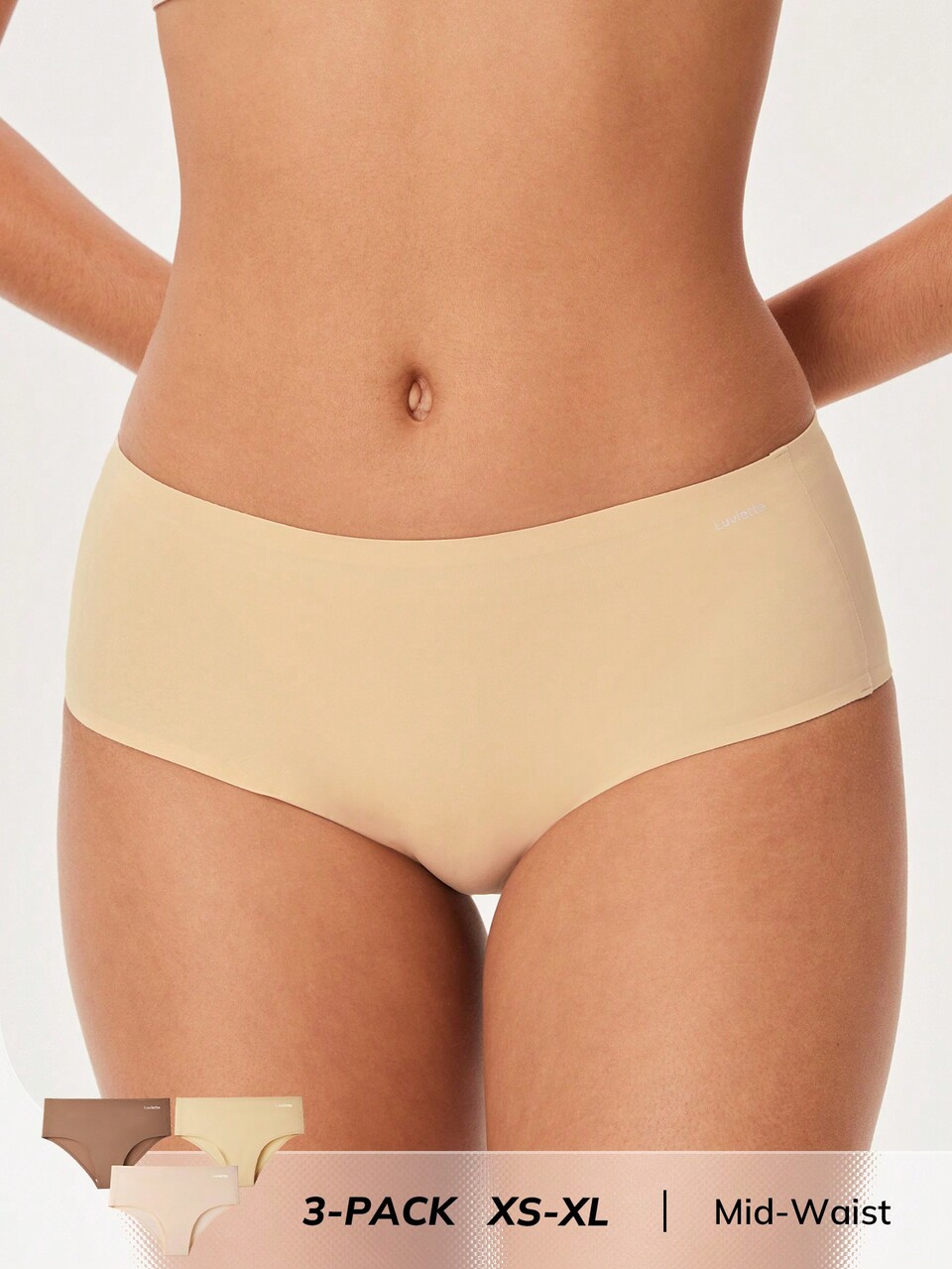 3-Pack Mid Waist No-Show Cheeky Women Underwear Panties Set