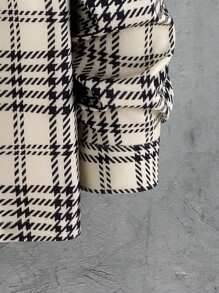 Manfinity Homme Loose Fit Men's Plaid Print Pocket Patched Coat Without T-Shirt - Khaki - View 4