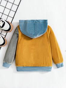 Young Boy Color Block Kangaroo Pocket Hoodie - Multicolor - View 2