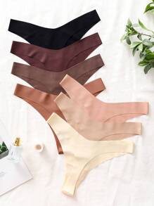 7 条装纯色隐形性感丁字裤