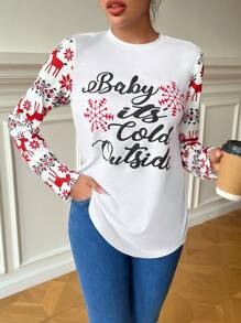 SHEIN Essnce Camiseta con estampado de slogan - Blanco - Ver 1