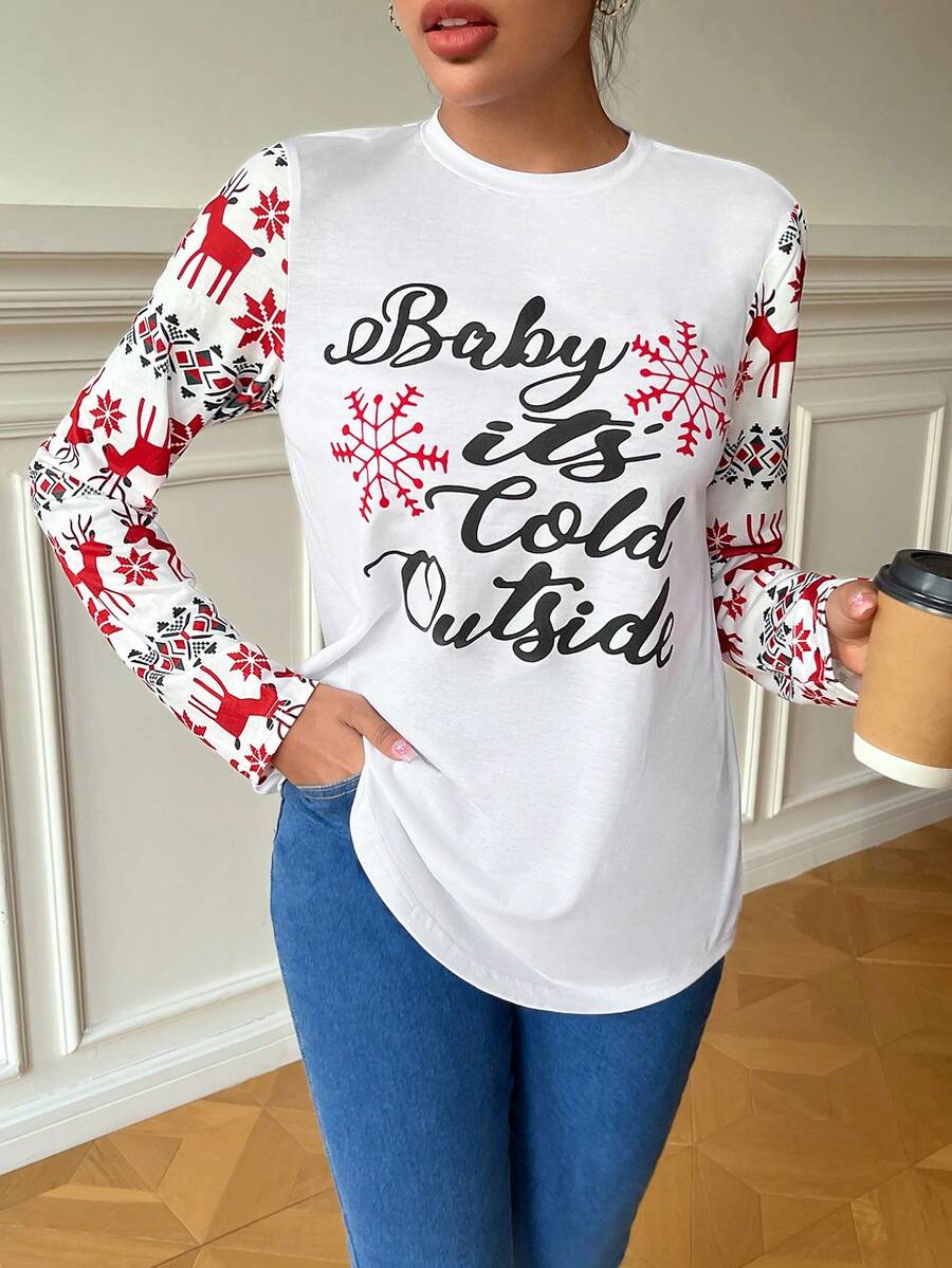 SHEIN Essnce Camiseta con estampado de slogan - Blanco - Ver 1