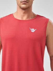 Manfinity Homme 男士大码骷髏圖案印花背心上衣 - 紅色 - 查看 5