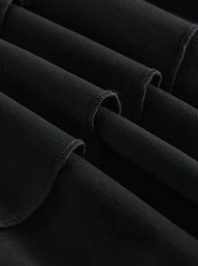 SHEIN Girlism 女大童紙袋腰前蝴蝶結多層下擺半身裙 - 黑色 - 查看 3