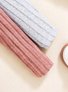 SHEIN 女小童2入組蝴蝶圖案條紋針織緊身打底褲