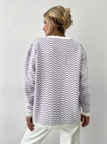 EURMUSE Mô hình sóng Thả vai Áo len - Màu tím - Xem 2