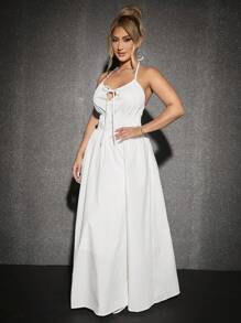 SHEIN SXY Kleid mit Band vorne, Neckholder, rückenfrei - Weiss - Übersicht 4