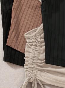 SHEIN Unity 4入組實心條紋針織上衣，適用於約會、派對等場合