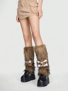 ROMWE Grunge Punk 1pair Women Star Decor Fluffy Leg Warmers - Multicolor - View 2