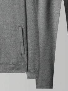 Manfinity 男士字母圖案拉鍊開襟夾克和衛褲 - 灰色 - 查看 3