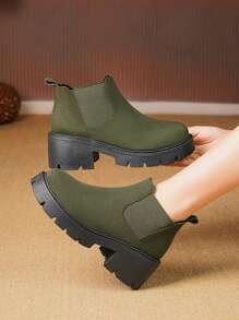 Women's Green Ankle Boots And Short Boots - Army Green - View 3