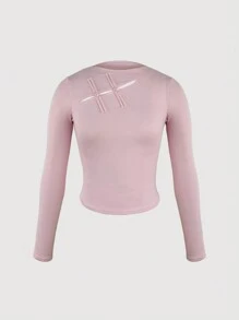 GENKIRA Solid Cut Out Tee Fall Cloth For Women - Pink - View 1