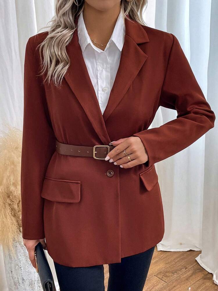 Lapel Neck Single Breasted Blazer