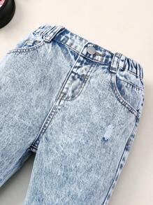 Young Boy Ripped Straight Leg Jeans - Medium Wash - View 3