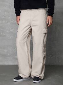 RueChic Men Flap Pocket Side Cargo Jeans - Beige - View 3