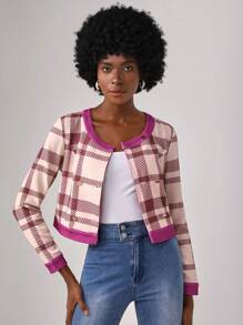 Lillian Butterworth 格紋印花前紐扣短夾克 - 彩色 - 查看 3