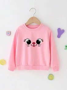 SHEIN 年輕女孩們卡通圖案運動衫 - 粉色 - 查看 1