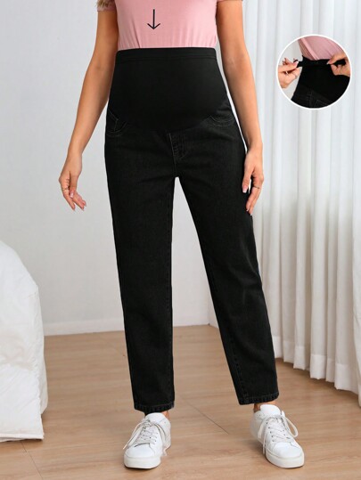 SHEIN Jeansy ciążowe z regulowanym stanem i prostymi nogawkami
