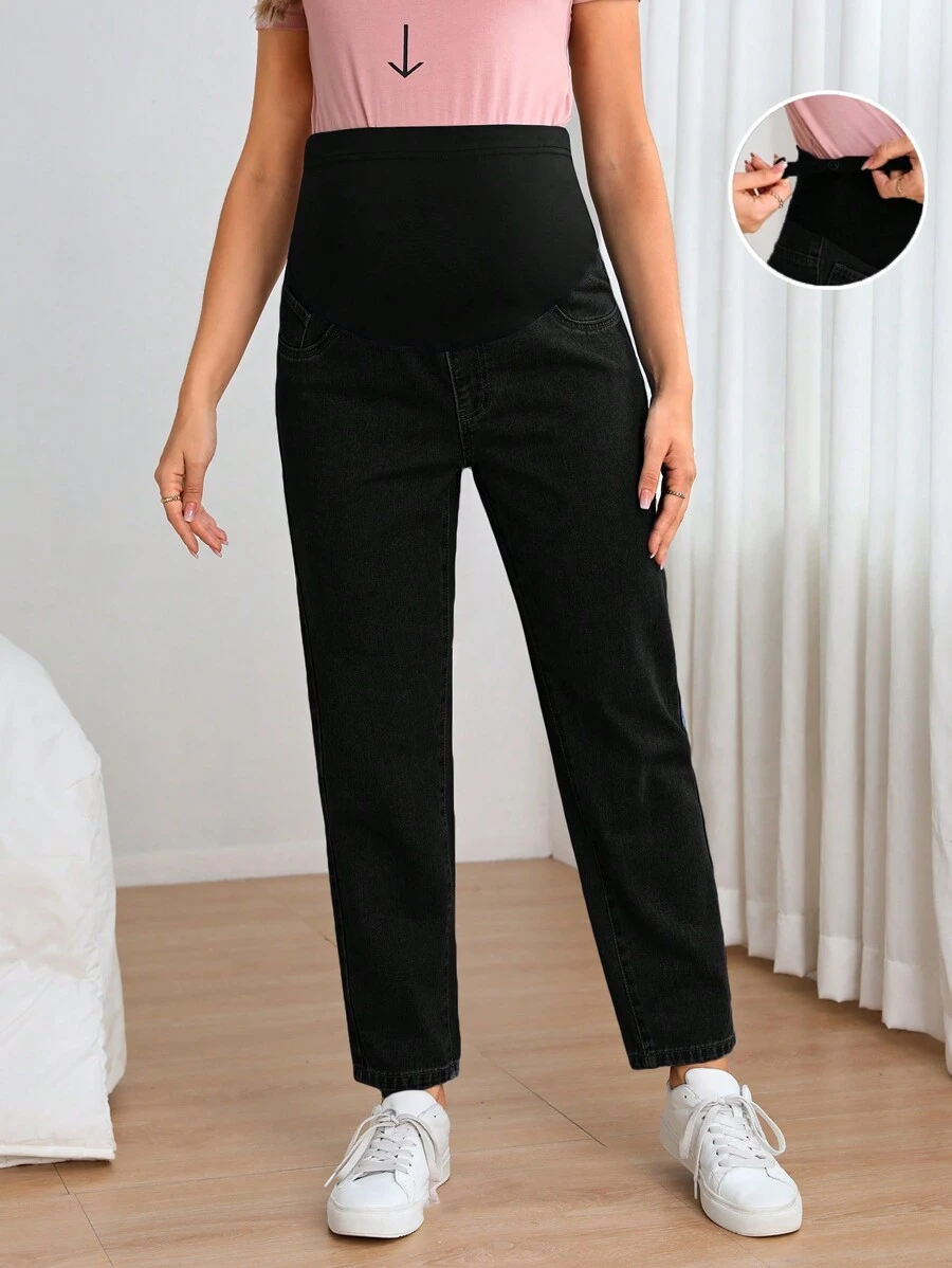 SHEIN Maternity Adjustable Waist Straight Leg Jeans