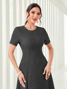 Modelyn Solid A-line Dress - Dark Grey - View 3