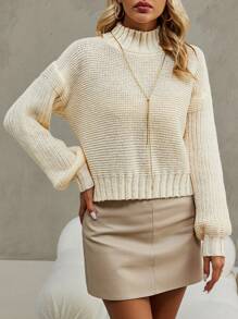SHEIN Clasi Jersey de cuello alto de hombros caídos