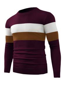 Manfinity Homme Men Color Block Sweater - Burgundy - View 1