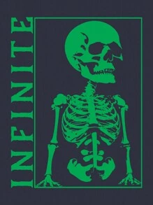 STROM NIGHT 艺术家字母图案落肩运动衫，适合假期、冬季、度假、节日 - 藏蓝色 - 查看 7