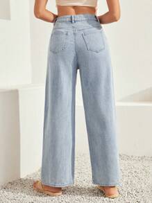 SHEIN High Waist Wide Leg Jeans - Baby Blue - View 2