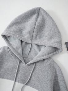 SHEIN Essnce Khối màu Dây rút Áo Hoodie & Quần thể thao - Nhiều màu - Xem 3