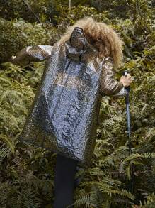 In My Nature Leopard Print Pocket Patched Raincoat - Black - View 2