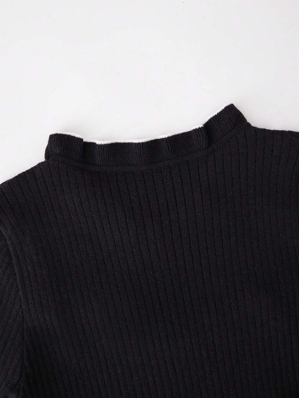 Tween Girl Ruffle Trim Keyhole Neck Sweater Dress Autumn Fall