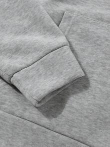 Manfinity EMRG Nam 1 Miếng Đồ họa Chữ cái Túi kangaroo Dây rút Lót nhiệt Hoodie - Màu Xám nhạt - Xem 5