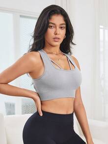 SHEIN Yoga Basic 鏤空露背運動型胸罩 - 彩色 - 查看 5