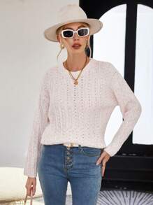 Aveloria 纯色落肩针织套头衫，适合秋冬季穿着 - 彩色 - 查看 5