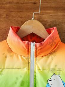 We Bare Bears X SHEIN Tween Boy Ombre Cartoon Graphic Zip Up Padded Coat - Multicolor - View 5