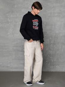 RueChic Men Flap Pocket Side Cargo Jeans - Beige - View 5