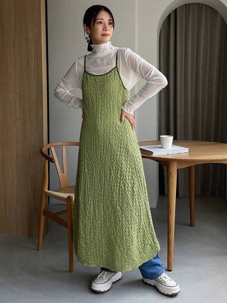 Solid Criss Cross Back Cami Dress Without Tee,Casual Women Dresses Easter