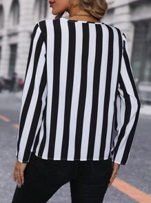 SHEIN Clasi 條紋印花襯衫 - 黑與白 - 查看 2